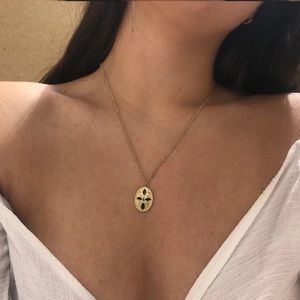 18k Gold Plated Black Enamel Pendant Bead Necklace